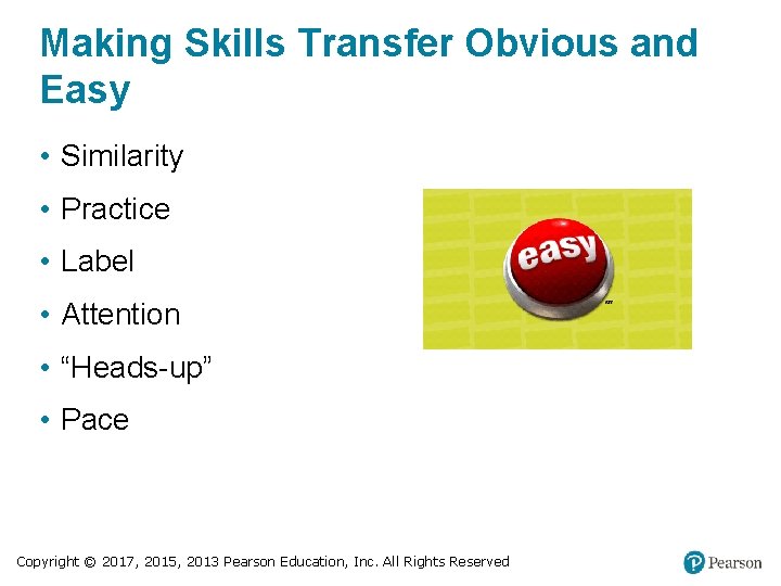 Making Skills Transfer Obvious and Easy • Similarity • Practice • Label • Attention