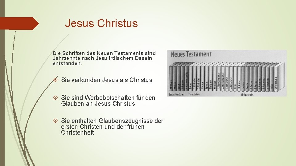 Jesus Christus Die Schriften des Neuen Testaments sind Jahrzehnte nach Jesu irdischem Dasein entstanden.