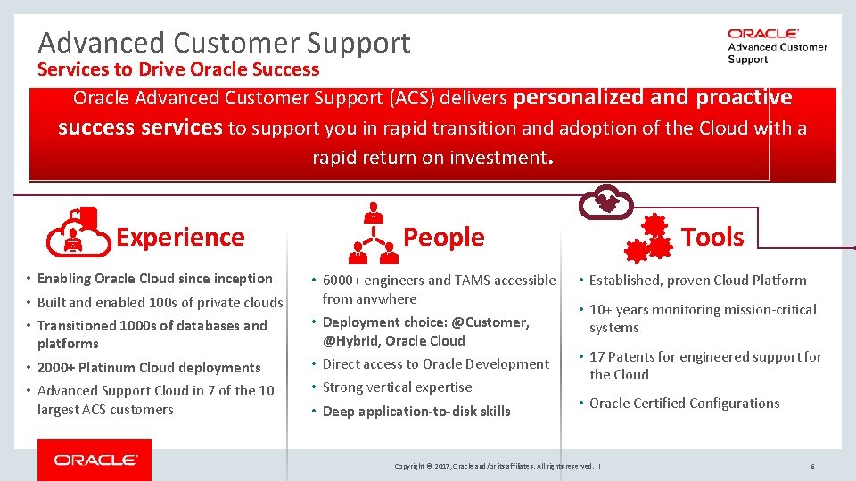Advanced Customer Support Services to Drive Oracle Success Oracle Advanced Customer Support (ACS) delivers