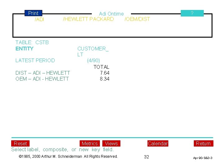 Print /ADI Adi Ontime /OEM/DIST /HEWLETT PACKARD TABLE: CSTB ENTITY LATEST PERIOD DIST – Print /ADI Adi Ontime /OEM/DIST /HEWLETT PACKARD TABLE: CSTB ENTITY LATEST PERIOD DIST –