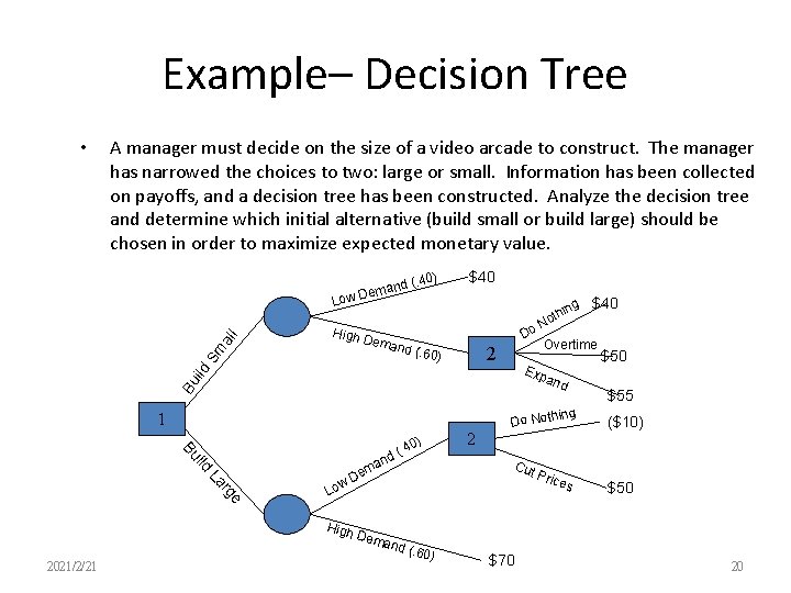 Example– Decision Tree • A manager must decide on the size of a video