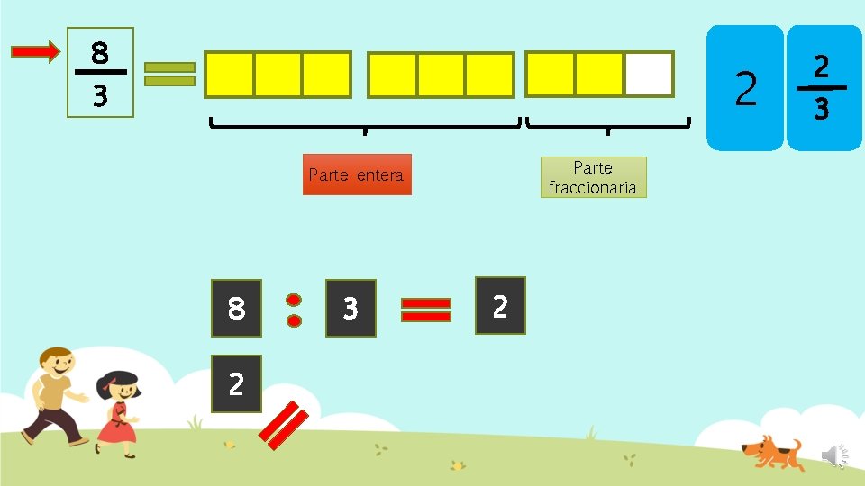 8 2 3 Parte fraccionaria Parte entera 8 2 3 2 2 3 