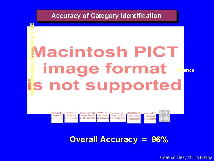 Identification Accuracy ± SE Accuracy of Category Identification Chance Overall Accuracy = 96% slides