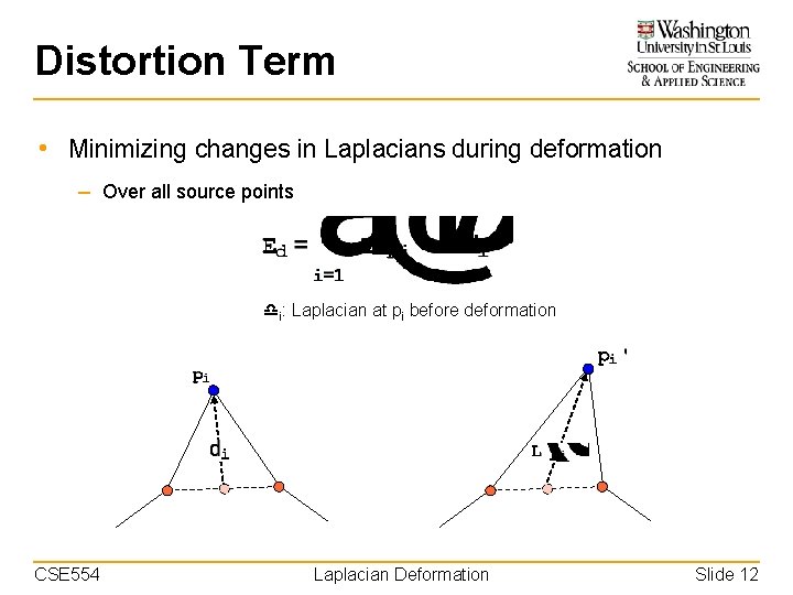 Distortion Term • Minimizing changes in Laplacians during deformation – Over all source points