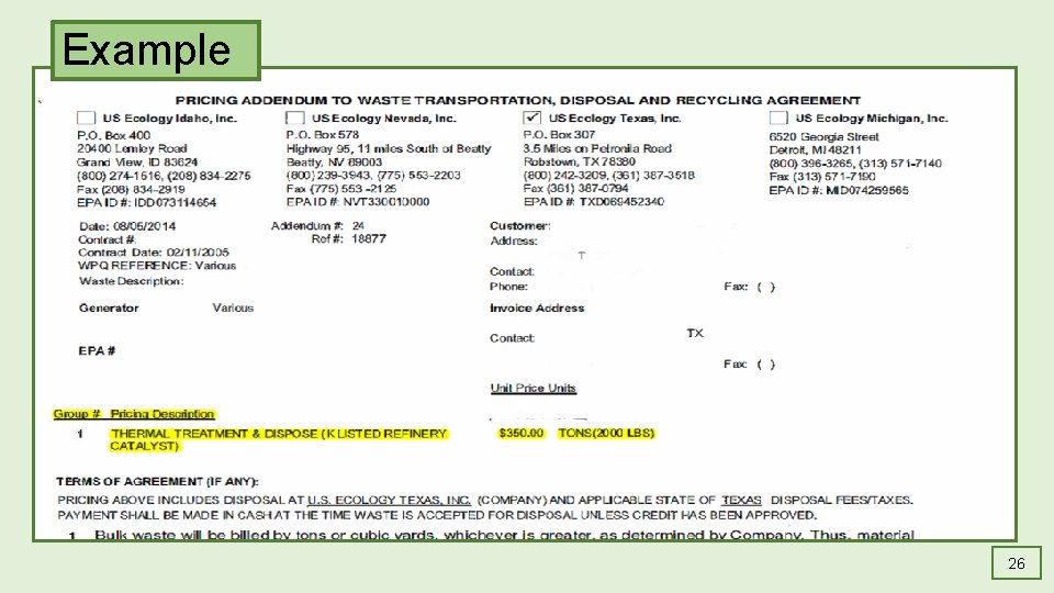 Example [Image of an example third part contractor bid] 26 