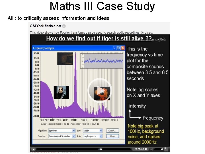 Maths III Case Study All : to critically assess information and ideas 