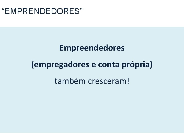 “EMPRENDEDORES” Empreendedores (empregadores e conta própria) também cresceram! 