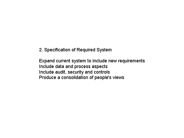 2. Specification of Required System Expand current system to include new requirements Include data