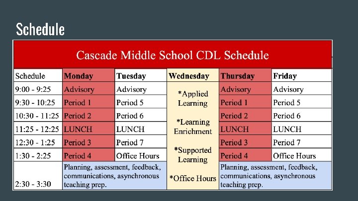Schedule 