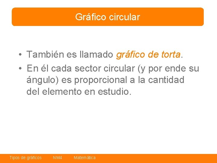 Gráfico circular • También es llamado gráfico de torta. • En él cada sector