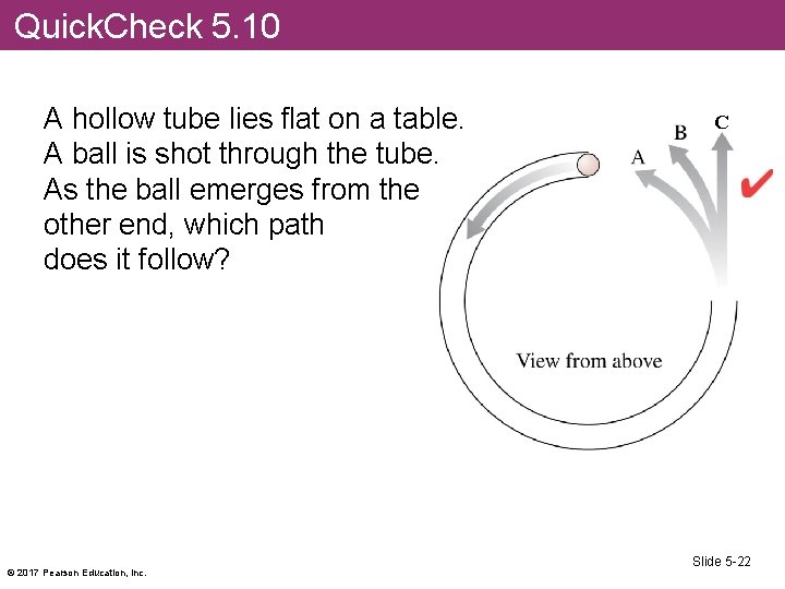 Quick. Check 5. 10 A hollow tube lies flat on a table. A ball