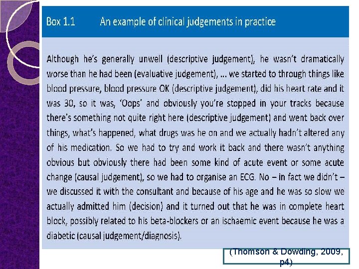 (Thomson & Dowding, 2009, p 4) 