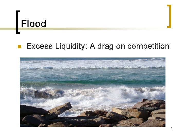 Flood n Excess Liquidity: A drag on competition 5 