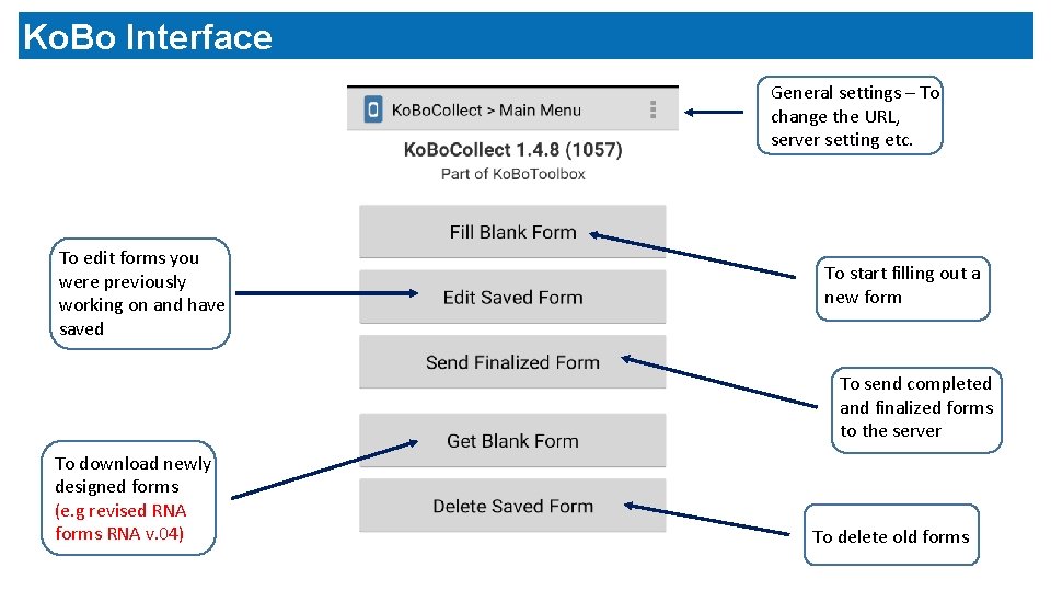 Ko. Bo Interface General settings – To change the URL, server setting etc. To