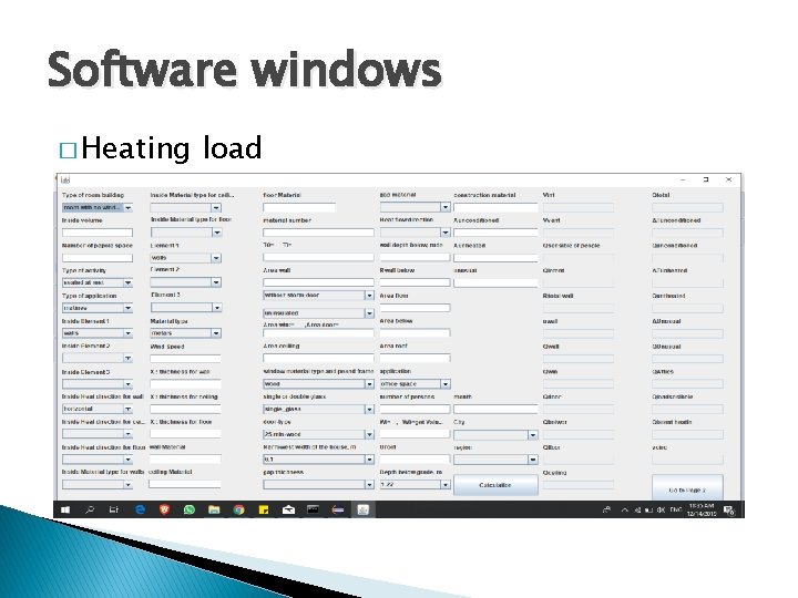 Software windows � Heating load 