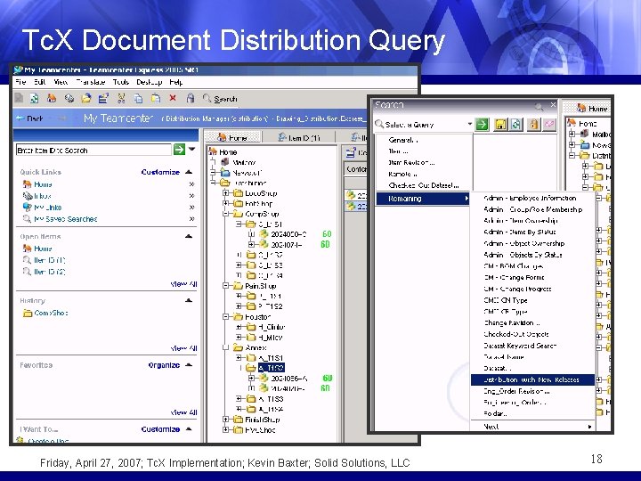 Tc. X Document Distribution Query Friday, April 27, 2007; Tc. X Implementation; Kevin Baxter;