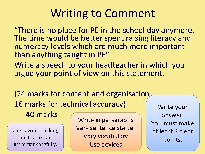 Writing to Comment “There is no place for PE in the school day anymore.