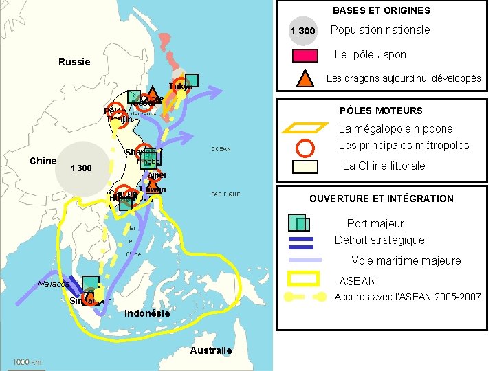 BASES ET ORIGINES 1 300 Le pôle Japon Russie Tokyo Pékin Tianjin Corée Séoul