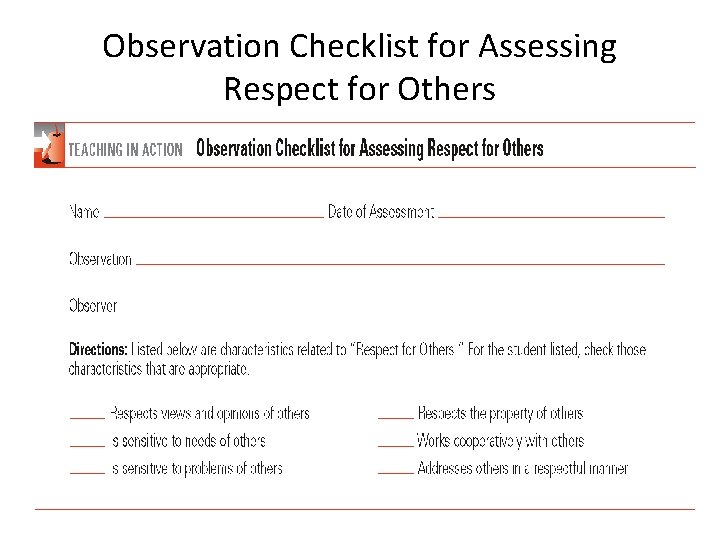 Observation Checklist for Assessing Respect for Others 