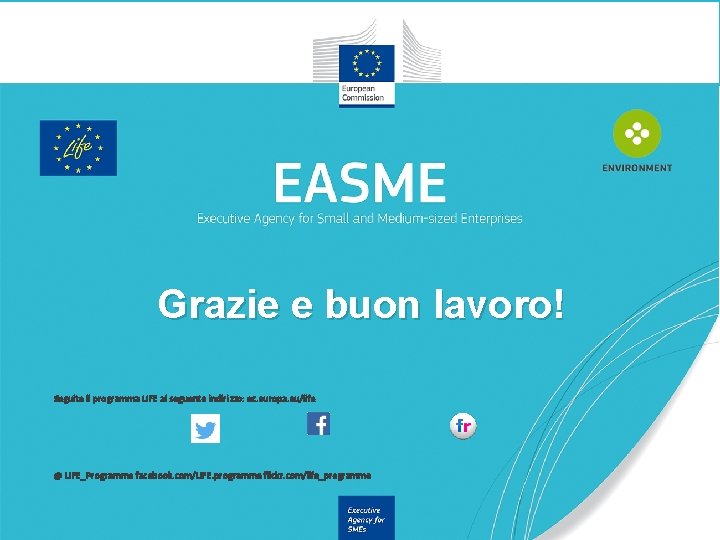 Grazie e buon lavoro! Seguite il programma LIFE al seguente indirizzo: ec. europa. eu/life