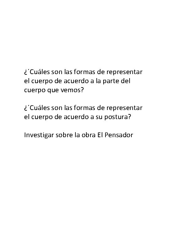 ¿´Cuáles son las formas de representar el cuerpo de acuerdo a la parte del