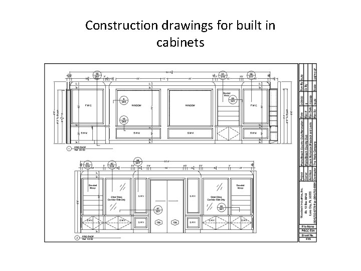Construction drawings for built in cabinets 
