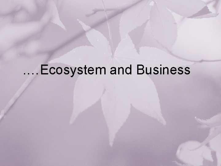 . …Ecosystem and Business 
