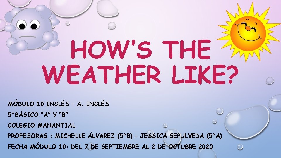 HOW’S THE WEATHER LIKE? MÓDULO 10 INGLÉS – A. INGLÉS 5°BÁSICO “A” Y “B”