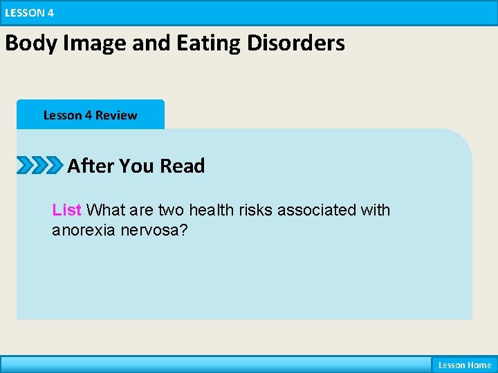 Nutrition Lesson 4 Body Image and Eating Disorders