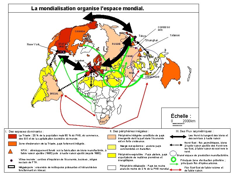 La mondialisation organise l'espace mondial. COREE DU SUD CANADA Tokyo Shanghai New-York TAÏWAN RUSSIE