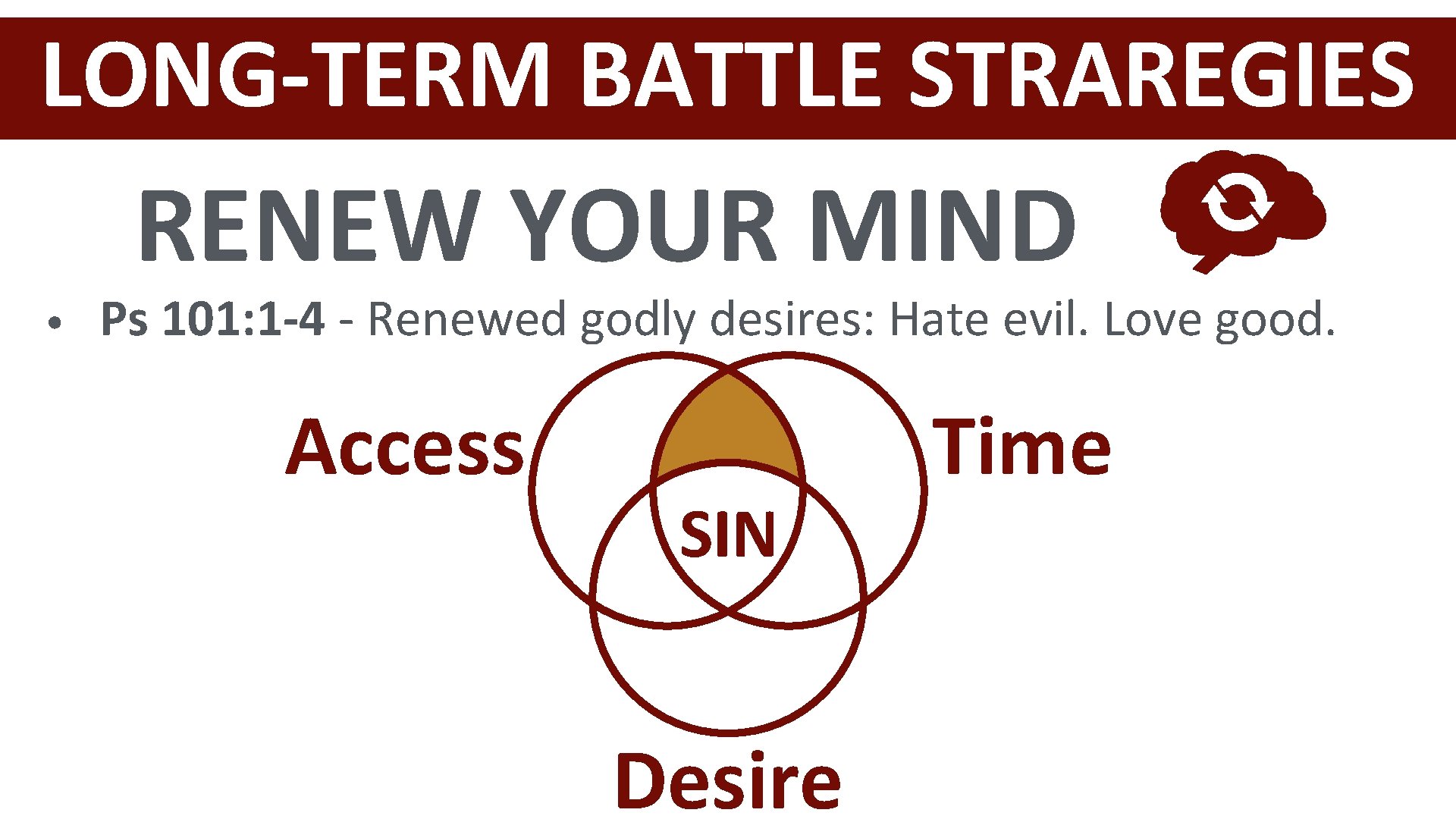 LONG-TERM BATTLE STRAREGIES RENEW YOUR MIND • Ps 101: 1 -4 - Renewed godly