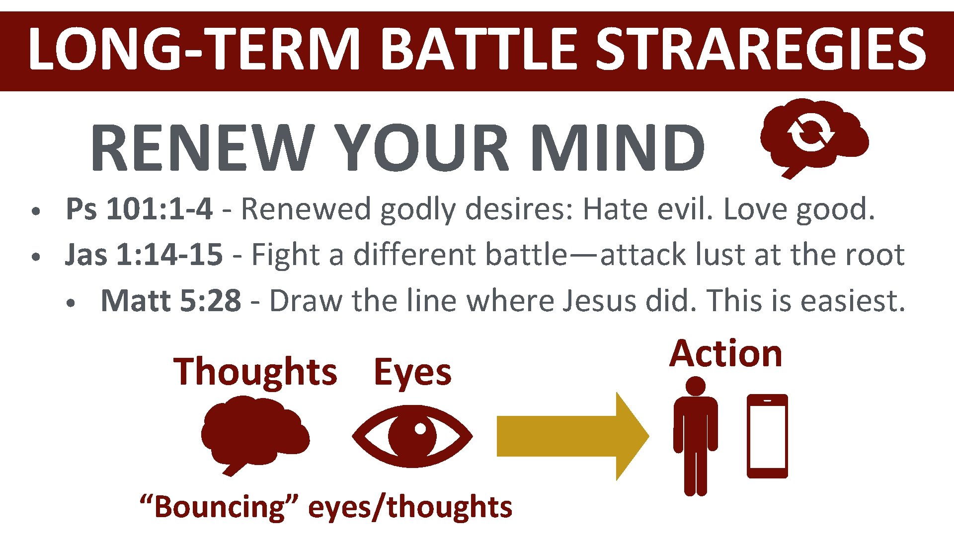 LONG-TERM BATTLE STRAREGIES RENEW YOUR MIND • • Ps 101: 1 -4 - Renewed