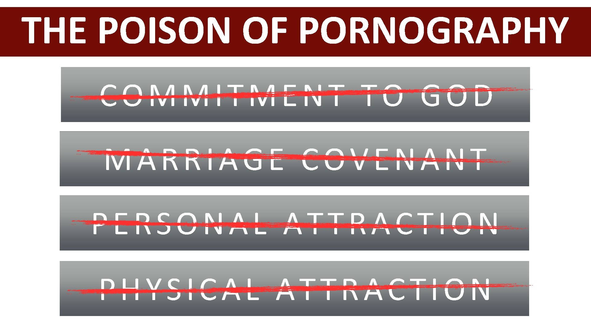 THE POISON OF PORNOGRAPHY COMMITMENT TO GOD MARRIAGE COVENANT PERSONAL ATTRACTION PHYSICAL ATTRACTION 