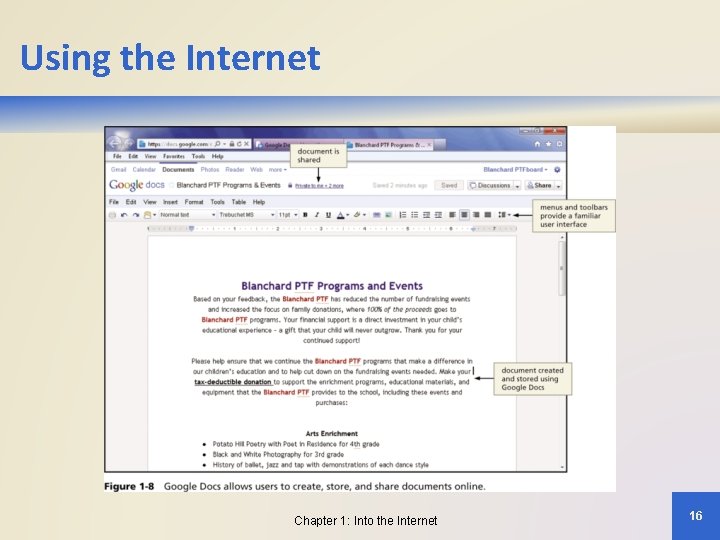 Using the Internet Chapter 1: Into the Internet 16 