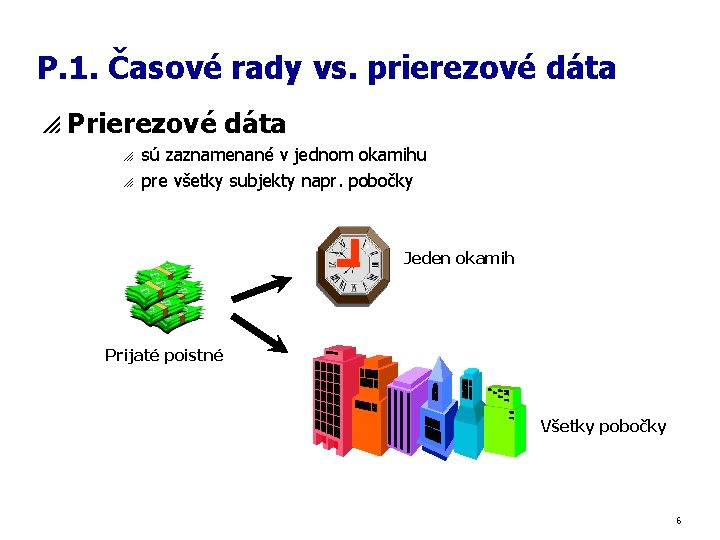 P. 1. Časové rady vs. prierezové dáta p Prierezové dáta o o sú zaznamenané