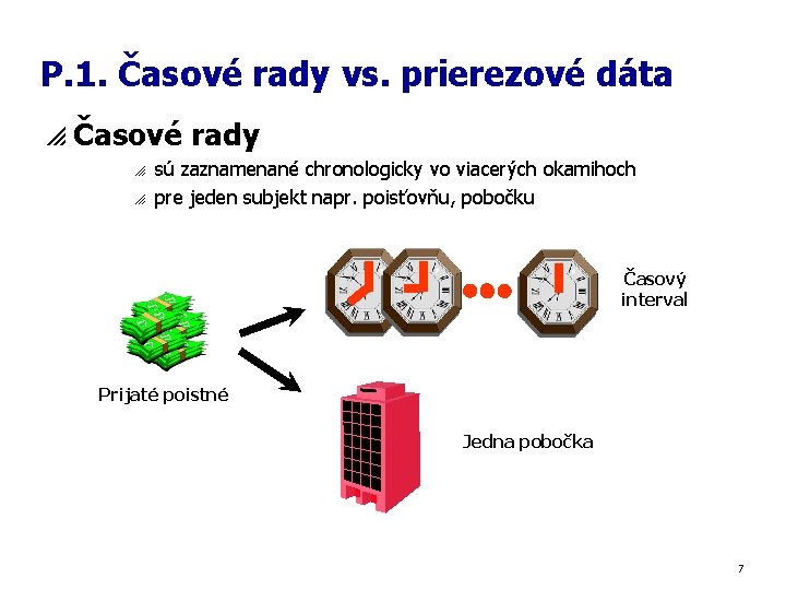 P. 1. Časové rady vs. prierezové dáta p Časové rady o o sú zaznamenané