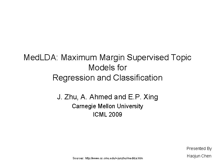 Picture of Med LDA Maximum Margin Supervised Topic Models for