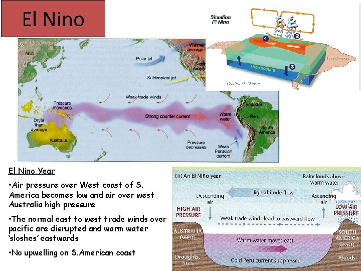 El Nino Year • Air pressure over West coast of S. America becomes low El Nino Year • Air pressure over West coast of S. America becomes low
