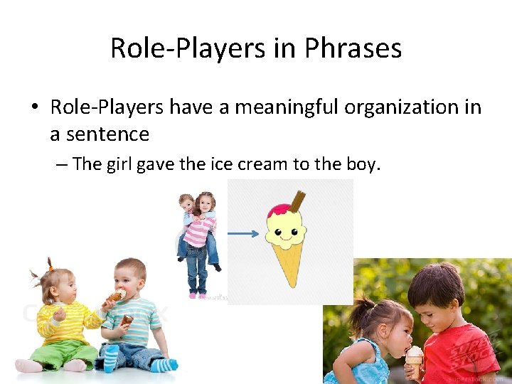 Role-Players in Phrases • Role-Players have a meaningful organization in a sentence – The Role-Players in Phrases • Role-Players have a meaningful organization in a sentence – The