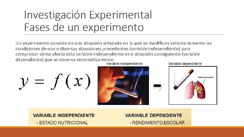 Investigación Experimental Fases de un experimento Un experimento consiste en una situación simulada en