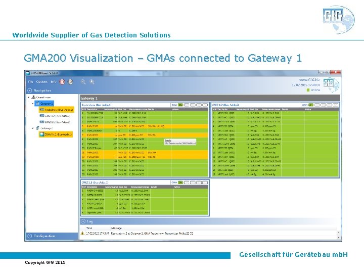Worldwide Supplier of Gas Detection Solutions GMA 200 Visualization – GMAs connected to Gateway