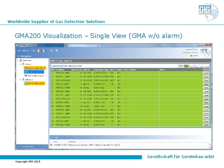 Worldwide Supplier of Gas Detection Solutions GMA 200 Visualization – Single View (GMA w/o