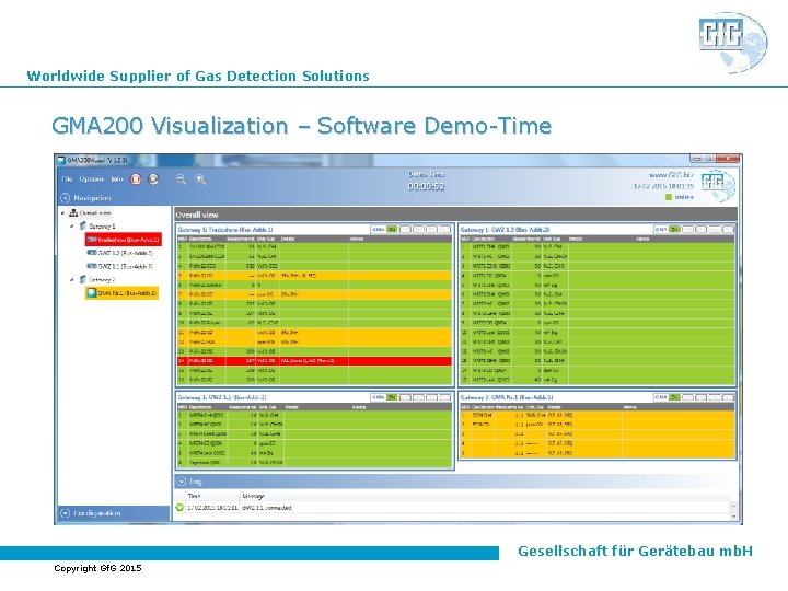 Worldwide Supplier of Gas Detection Solutions GMA 200 Visualization – Software Demo-Time Gesellschaft für