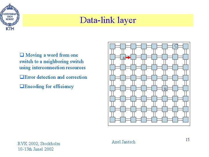 Data-link layer C q Moving a word from one switch to a neighboring switch