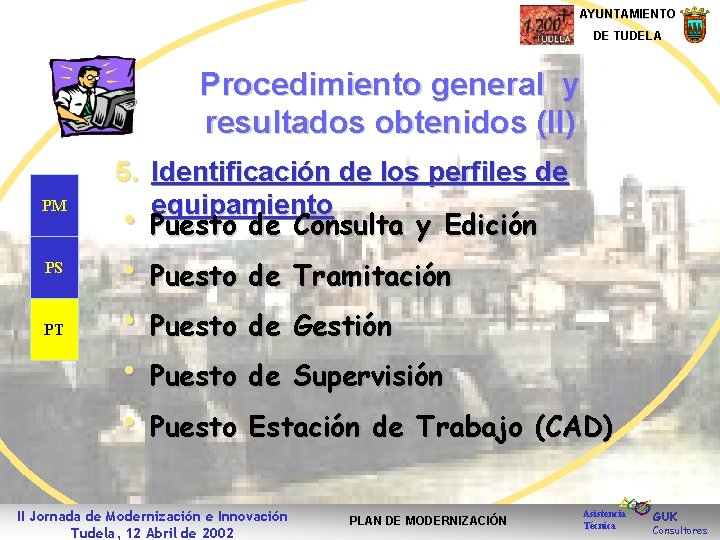 AYUNTAMIENTO DE TUDELA Procedimiento general y resultados obtenidos (II) PM PS PT 5. Identificación