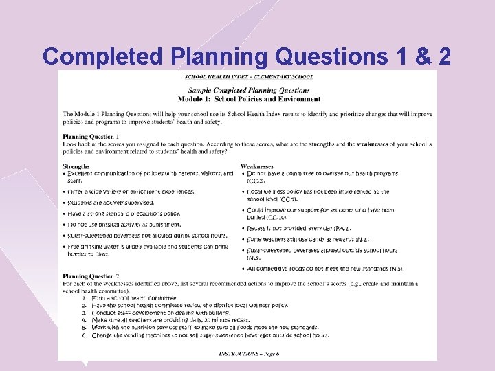 Completed Planning Questions 1 & 2 