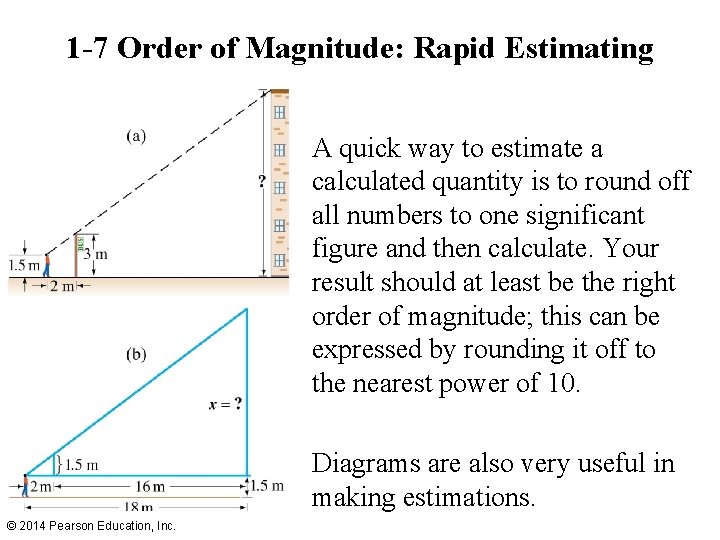1 -7 Order of Magnitude: Rapid Estimating A quick way to estimate a calculated