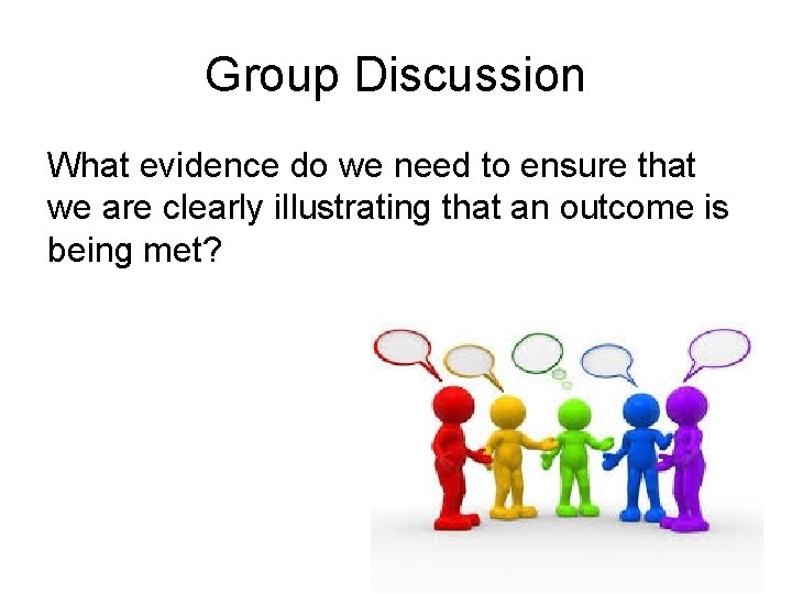 Group Discussion What evidence do we need to ensure that we are clearly illustrating