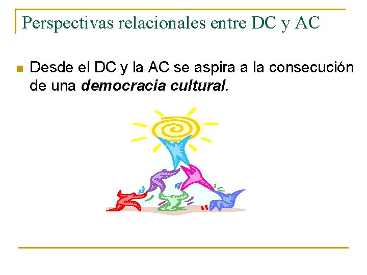 Perspectivas relacionales entre DC y AC n Desde el DC y la AC se