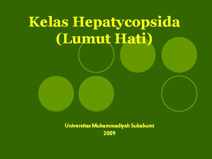 Kelas Hepatycopsida (Lumut Hati) Universitas Muhammadiyah Sukabumi 2009 